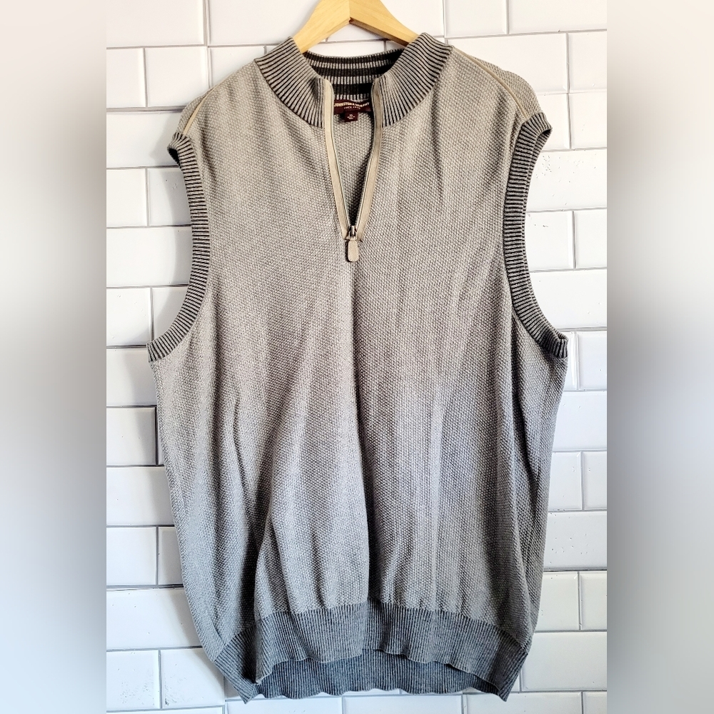 Johnston And Murphy Mens 3/4 Zip Front Sleeveless Vest 100% Pima Cotton Color Gr